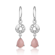 Rose Chalcedony Gemstone Drop/Dangle Teardrop Earrings 925 Silver For Girls