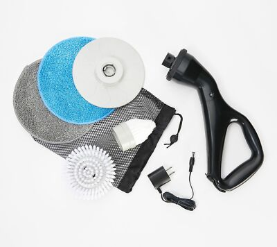 #ad 6 Piece Compact Cordless Power Scrubber w Cleaning Accessories in Black $39.94