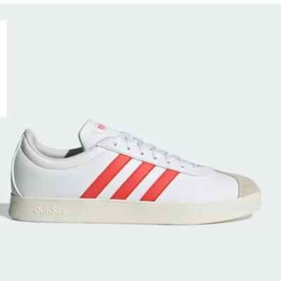 ADIDAS VL COURT BASE TENNIS SHOES NWOB Size 9.5 Cloud White /Red