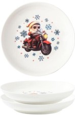 Set Of 3 Santa Riding Motorcycle Christmas Bowls