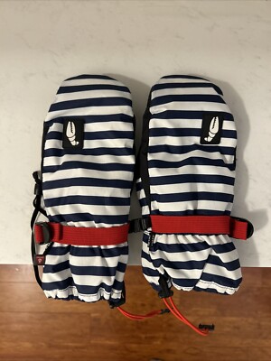 Crab Grab Women's Cinch Mittens Navy Stripes Large