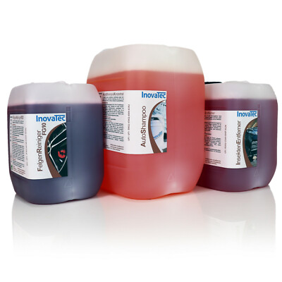 10l Autoshampoo, 5l Felgenreiniger FG10, 5l Insektenentferner HandWash InovaTec