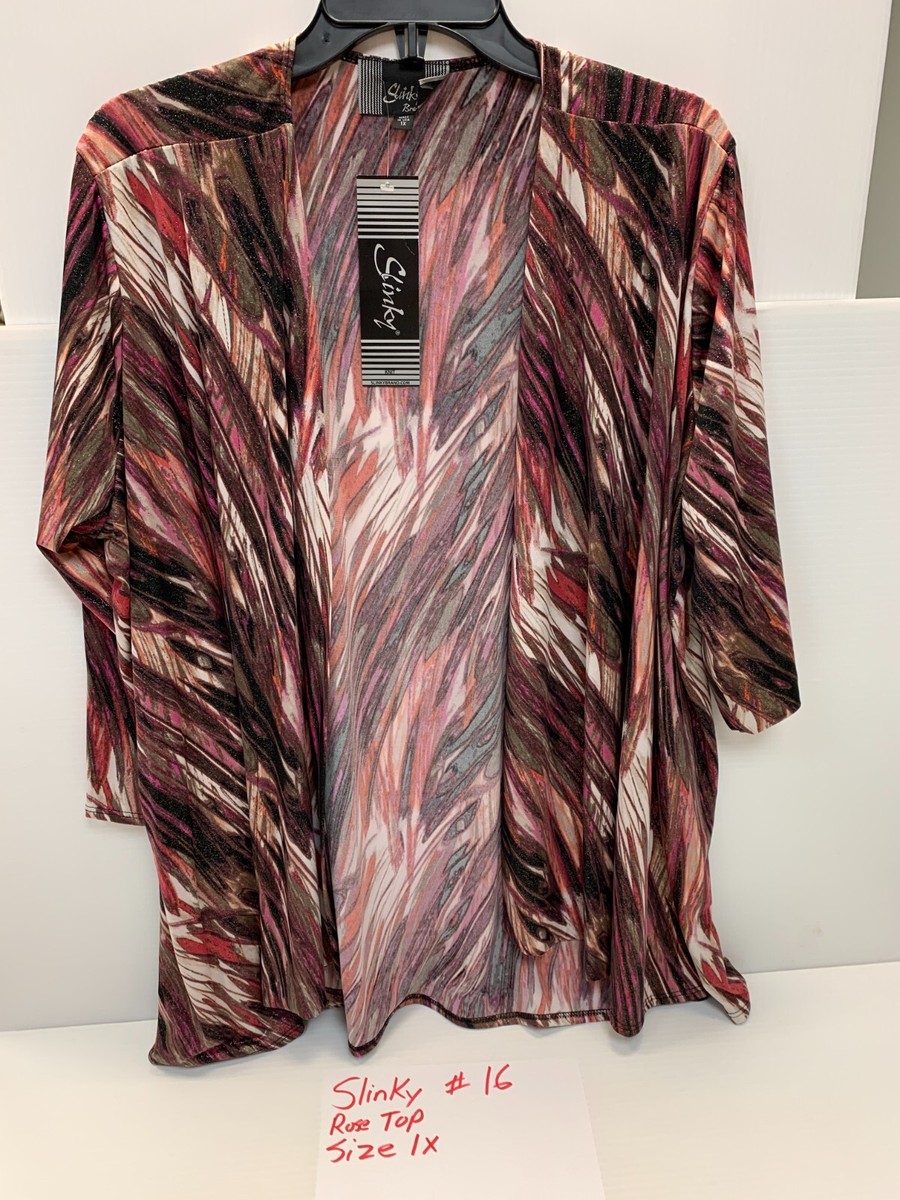 Slinky Brand Woman Rose Pink Top Size 1X – HSN – NWT #16