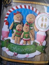 HTF Bucilla Felt GINGERBREAD FAMILY WALL HANGING Kit NEW OOP