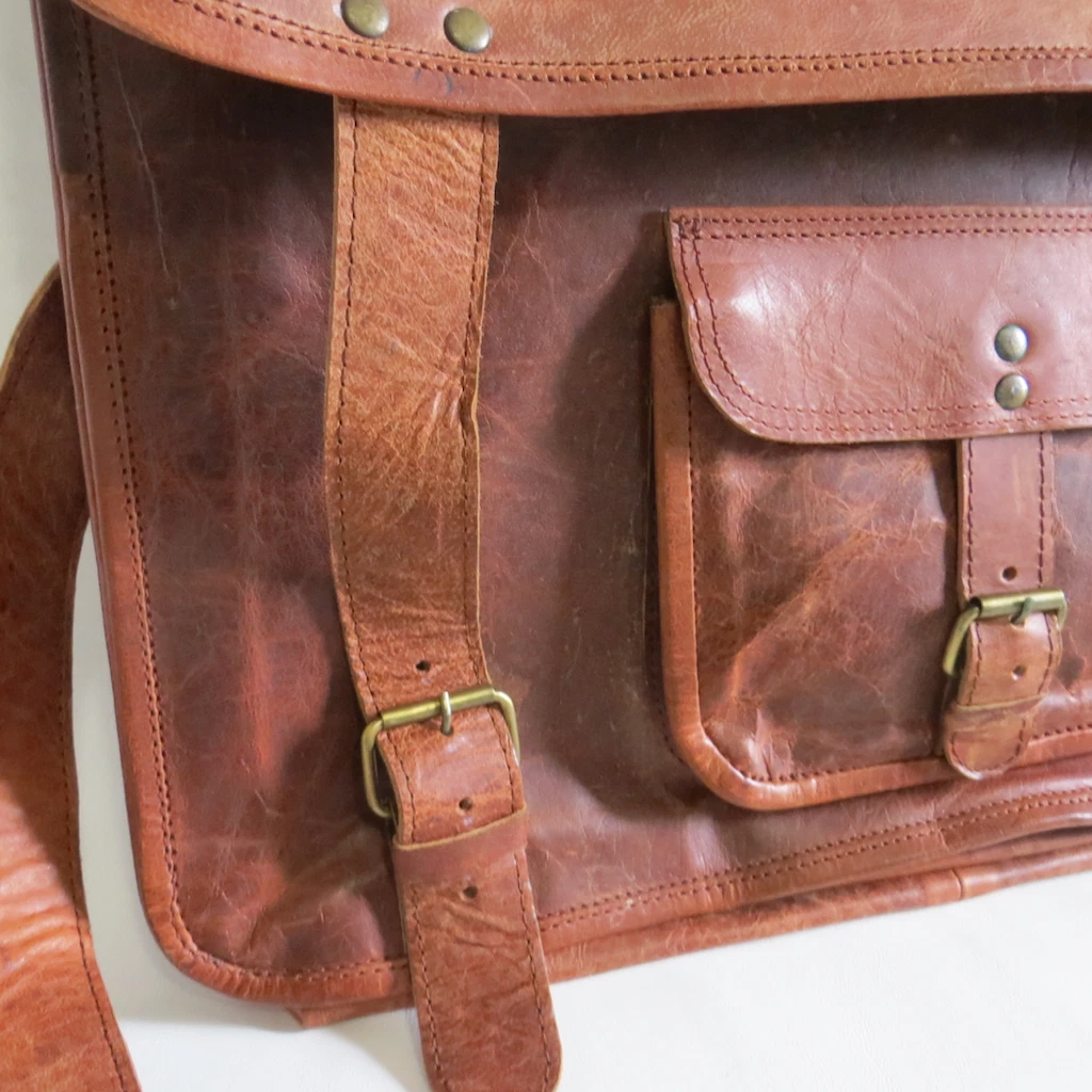 Distressed leather satchel sales