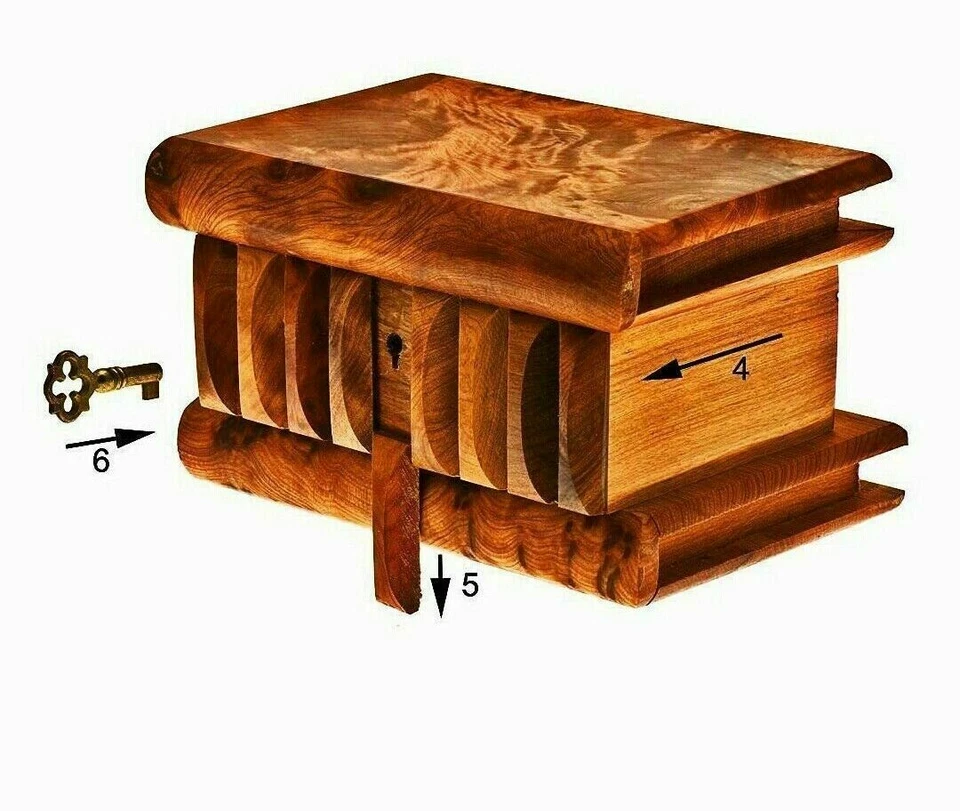 Nueva Caja Mágica Madera Thuya Hecha a Mano Marruecos Caja Joyero Caja de Almacenamiento Grande Grande Grande  Foto 2 de 4