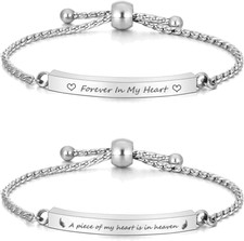 Heart Cremation Bracelet for Ashes Memorial Keepsake Bangle Jewelry Gifts 2pcs