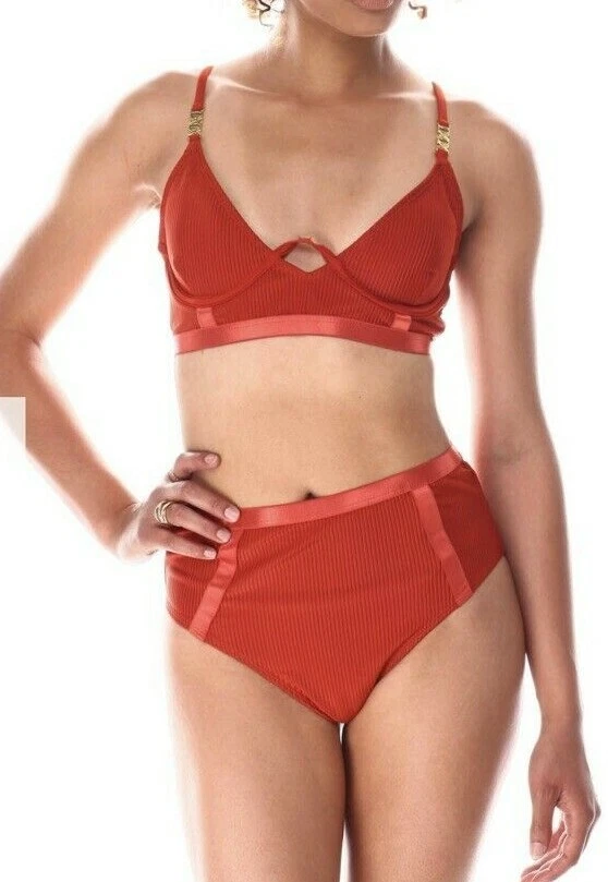 WOMEN'S PLUNGING HIGH GORE TWO PIECE BIKINI SWIMSUIT SET by XOXO - Image 4 of 4