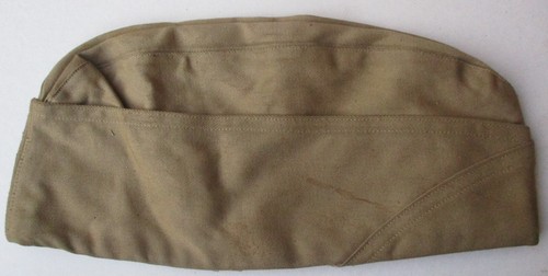 Original 1945 Dated WW2 US ARMY GARRISON CAP KHAKI TAN EM OVERSEAS HAT ...