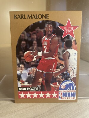 1990 NBA Hoops Basketball Card #21 Karl Malone, All-Star West (I9)