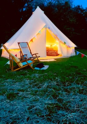 GLAMPING 5m BELL TENT *HIRE* South Wales Coast Gower Brecon Tenby Pembroke  etc 758763884381 UK