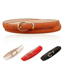 QUALITY LADIES GIRLS THIN SKINNY SOLID FAUX LEATHER ADJUSTABLE SKATER WAIST BELT