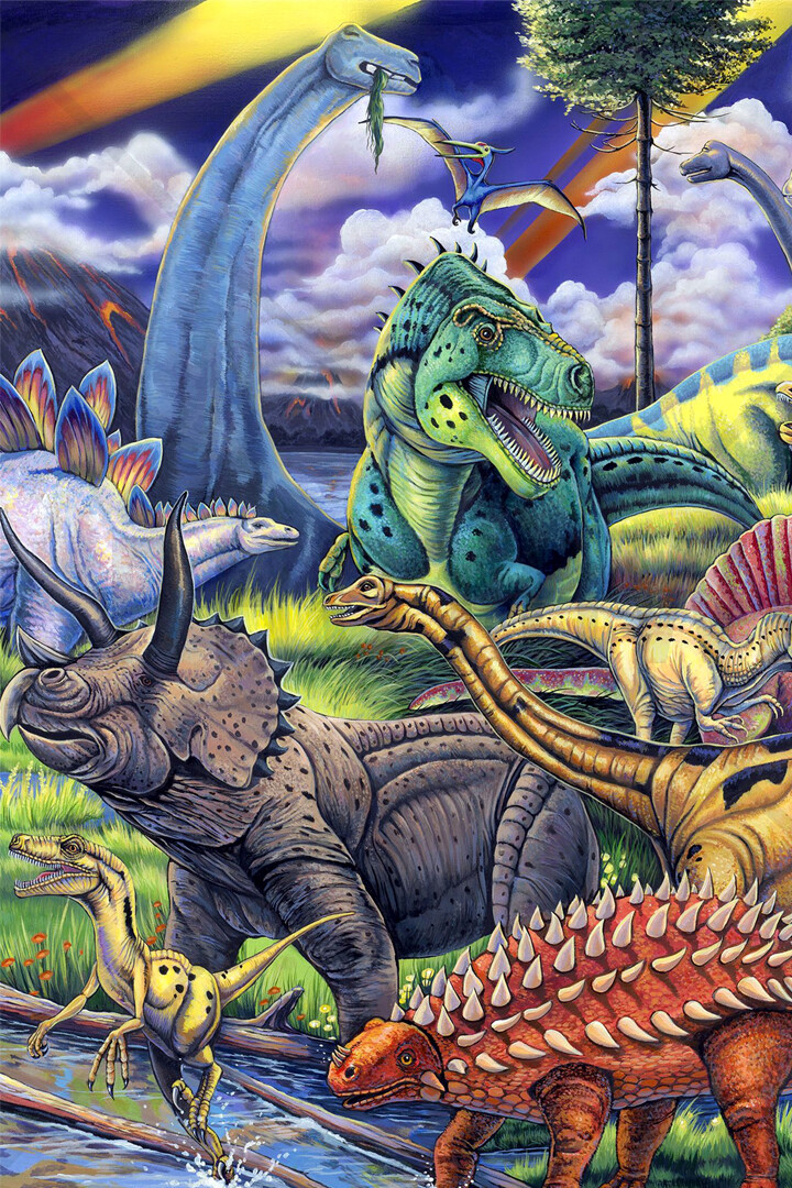 T-Rex and Dinosaurs Friends Newland Art Wall Room Poster - POSTER