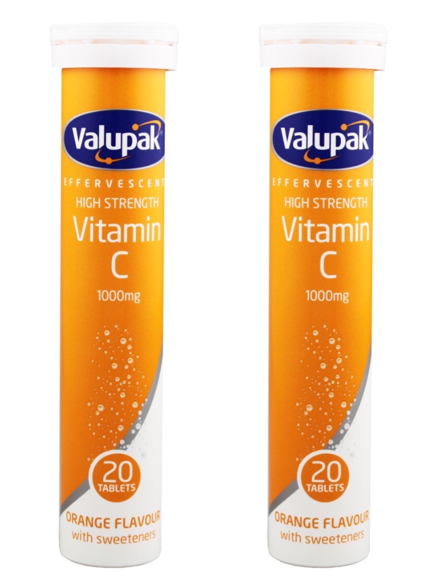 2 x VALUPAK Vitamin C 1000mg Effervescent (20 Tablets)