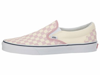 zephyr pink checkerboard slip on vans