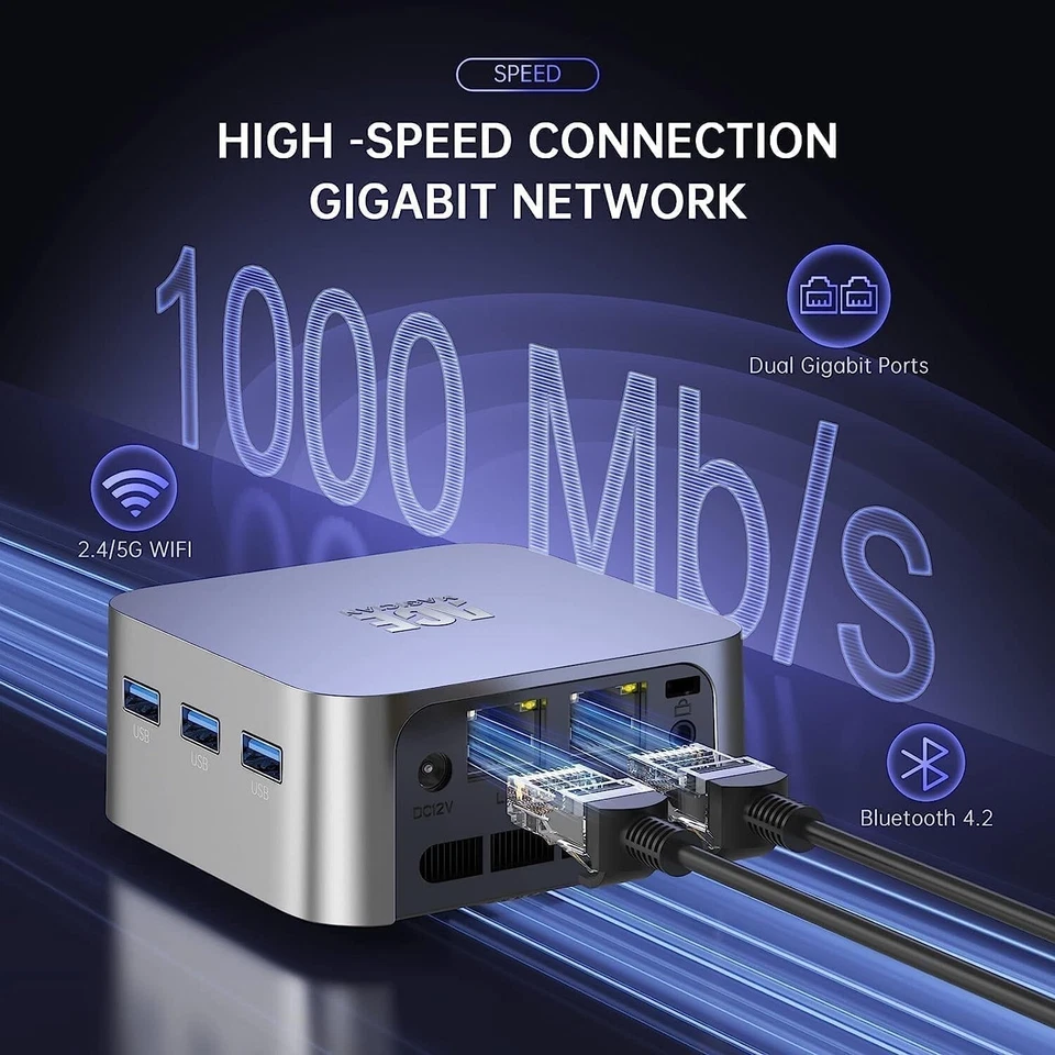 ACEMAGIC Mini PC Intel 12th Gen N95 (up to 3.4GHz) 12GB LPDDR5 256GB SSD - Image 3 of 4