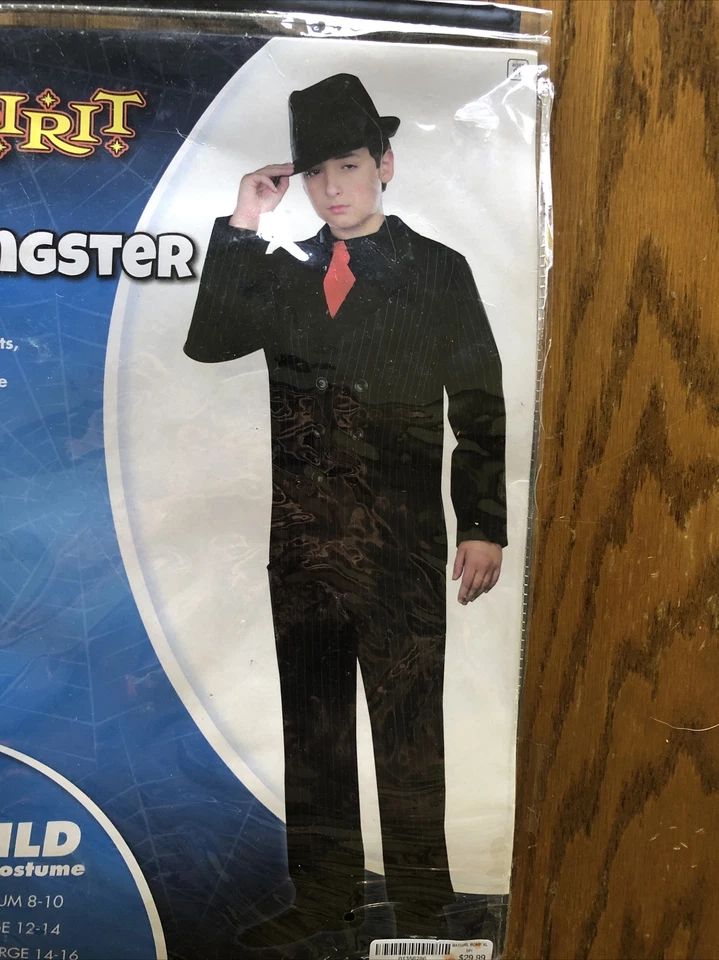 Spirit GANGSTER Mafioso 3 piezas DISFRAZ HALLOWEEN Chaqueta/Pantalones/Corbata Dickie M 8-10 Foto 3 de 4