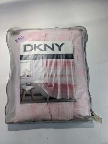 DKNY FREQUENCY Fabric Shower Curtain 72x72 Coral and White Stripe NWT - Picture 2 of 5