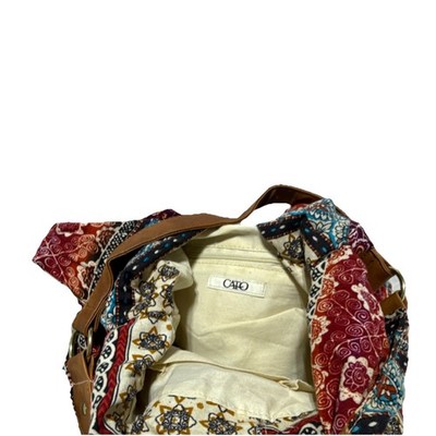 Cato Multicolor Geometric Hobo Shoulder Bag Brown Strap Studded Cut Out Accent