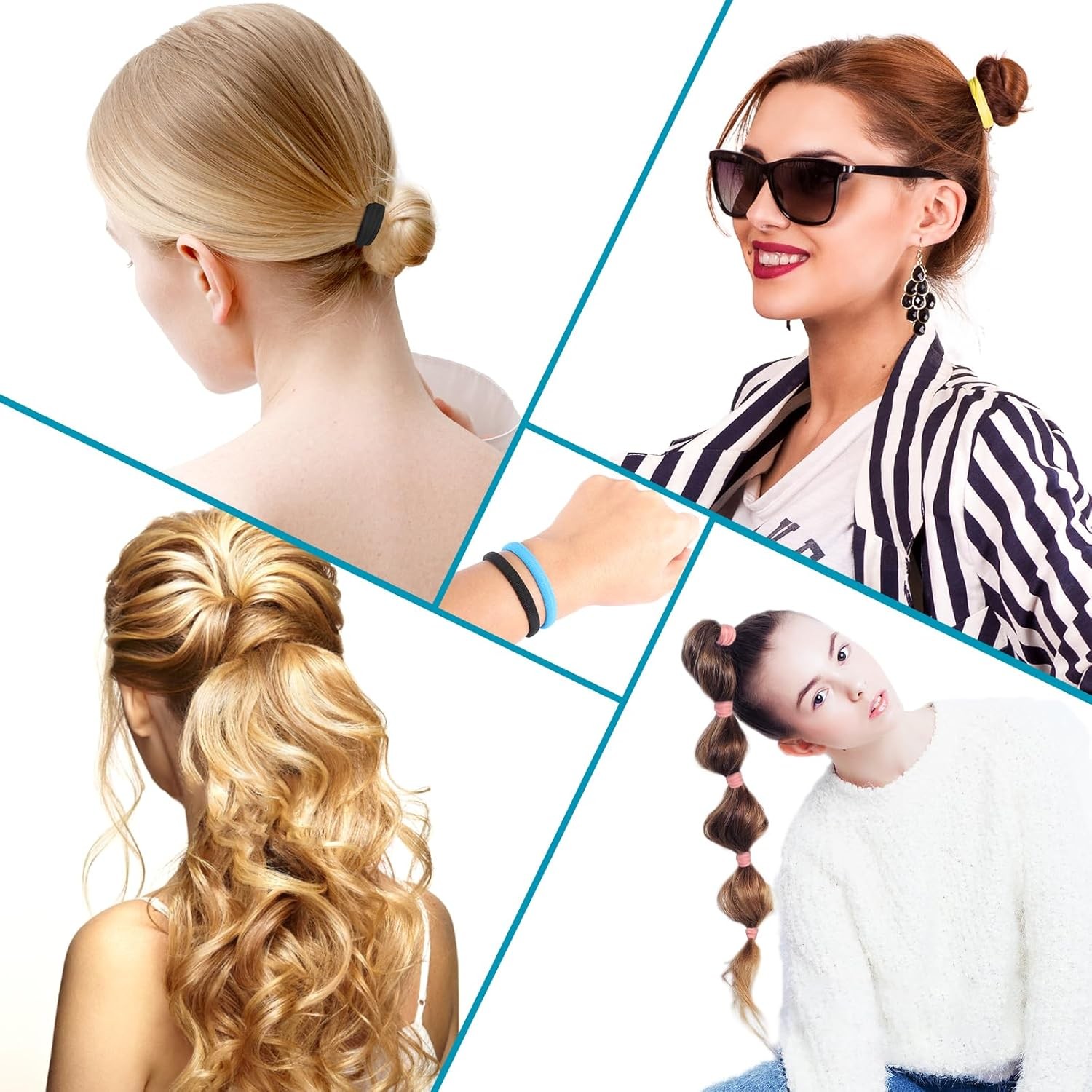 120PCS DWKFEOQ Black Hair Ties for Women Girls, Elastic Ponytail Holders, Cotton