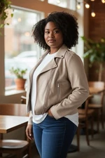 BB Dakota Steve Madden Faux Suede Moto Jacket Tan Zip Front Women’s XXL