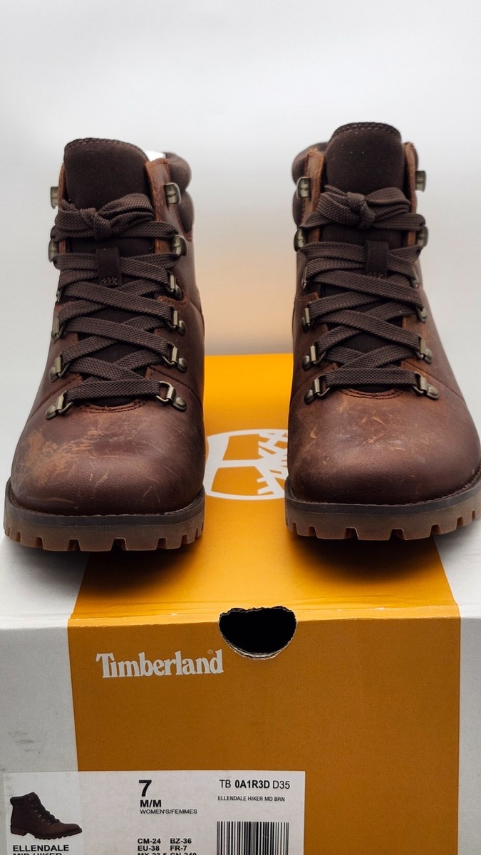 Size 7W Timberland Ellendale Mid Lace-Up Hiking Boots Brown
