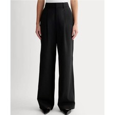 Everlane Womens Black Draper Pleated Pant in Buttersmooth Wide Leg 8 Short New