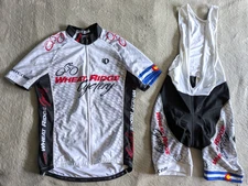 PEARL IZUMI Cycling Kit Jersey Bib Shorts Mens M White Wheat Ridge Colorado