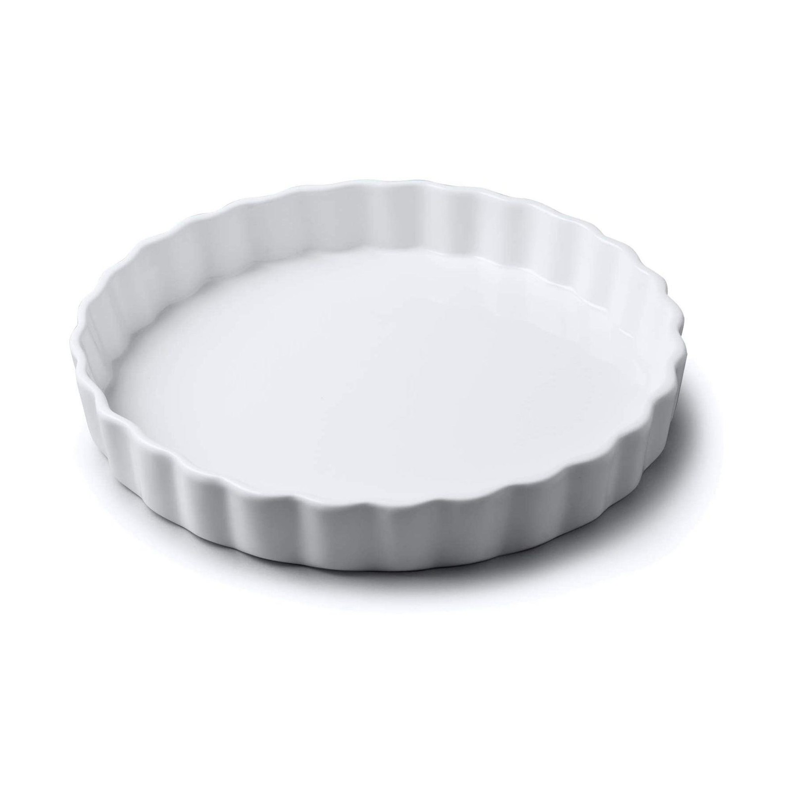 Flan Dish White Porcelain, Crinkle Rim Pie, Quiche Dish, High Quality, 24cm