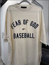 Fear Of God Essentials Mens T-shirt XLarge MLB Baseball Oversized - Cream