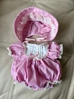Cabbage Patch Kids Doll Bean Butt Baby BB Two Piece Pink Outfit Bonet & Romper