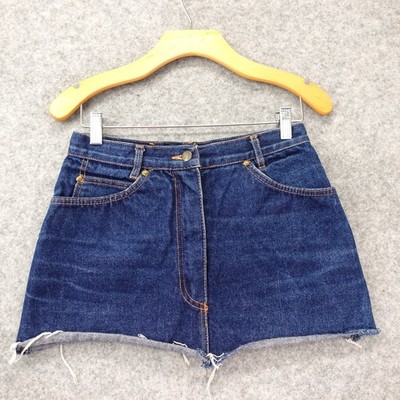 Vintage Western Denim Skirt Womens 4 Blue Y2K Micro Mini Cut Off SUPER PERRYS