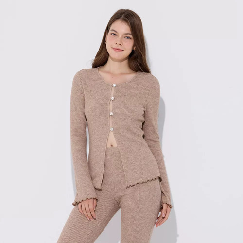 Women's Metallic Rib-Knit Cardigan - Wild Fable Oatmeal XL - Picture 1 of 5