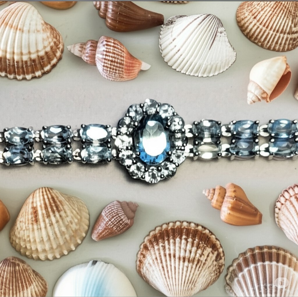 FABULOUS Elegant Sky BLUE topaz, Rhodium Over SS Bracelet