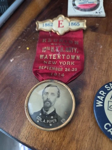 Original Civil War Veteran Reunion Badge  Reunion ribbon for the 10th New York H