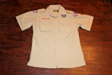 Boy Scouts of America BSA Youth Shirt Tan Large Vented Poly Microfiber Glued