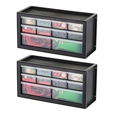 IRIS USA Plastic Storage Drawer Organizer, 10 Drawer Cabinet, 2 Pack, Black