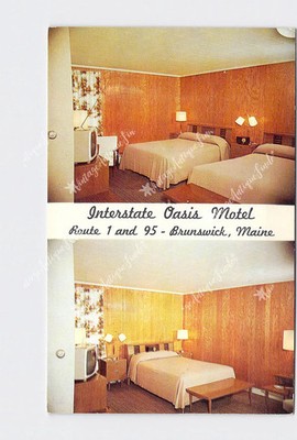 PPC Postcard ME Maine Brunswick Interstate Oasis Motel Multi-View Advertising