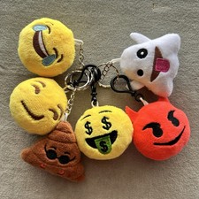 Emoji Keychains Plush Lot Of 6