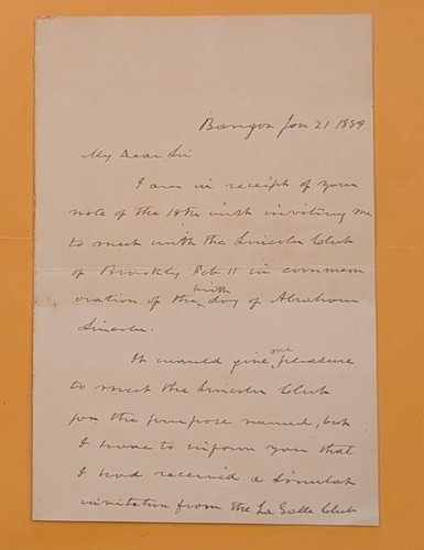 Lincoln's First V.P. Hannibal Hamlin ALS and original envelope, Jan 21, 1889