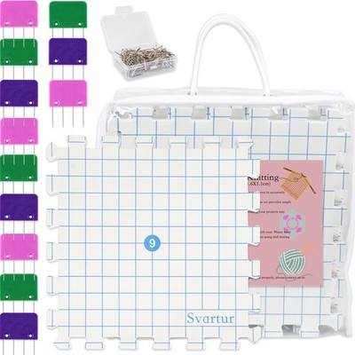 Svartur Interlocking Blocking Mat for Knitting and Crochet Projects, 9 White 