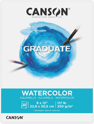 Graduate Watercolor Pad, Foldover, 9X12 Inch, 20 Sheets | Artist Paper for Adult