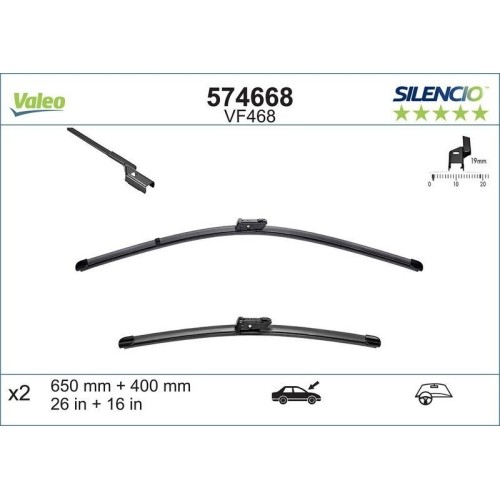 Wischblatt Valeo 574668 Silencio Flat Blade Set FüR Bmw CitroëN Ford Peugeot-image