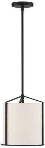 Crystorama Carlyn 10" Wide Black Steel Drum Mini Pendant - Picture 1 of 7