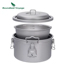 Titanium Camping Pot Multifunctional Cooker Ultralight Rice Cooker