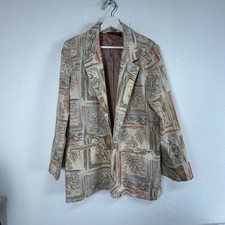 Vintage Toni Garment For CC Magic Womens Single Breasted Blazer Jacket Beige