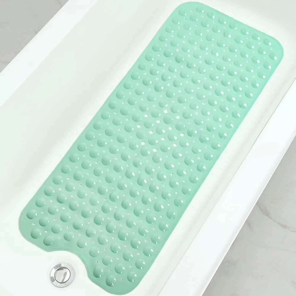 Linoows Bathtub and Shower Mats, Extra 39" x 16" (Rectangular), Pale Green