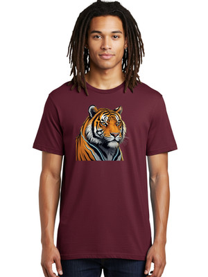 Tiger-Portrait Mens Graphic Tee, 100% Cotton, Casual Summer Wear