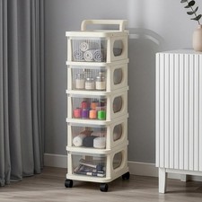 5 Tier Plastic Storage Drawers Draw Tower Unit Office Home Organiser Trolley