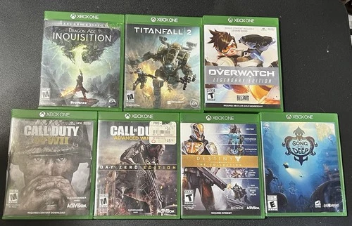 Xbox One Game Lot of 7 Dragon Age, Call of Duty WWII, OverWatch, TitanFall 2